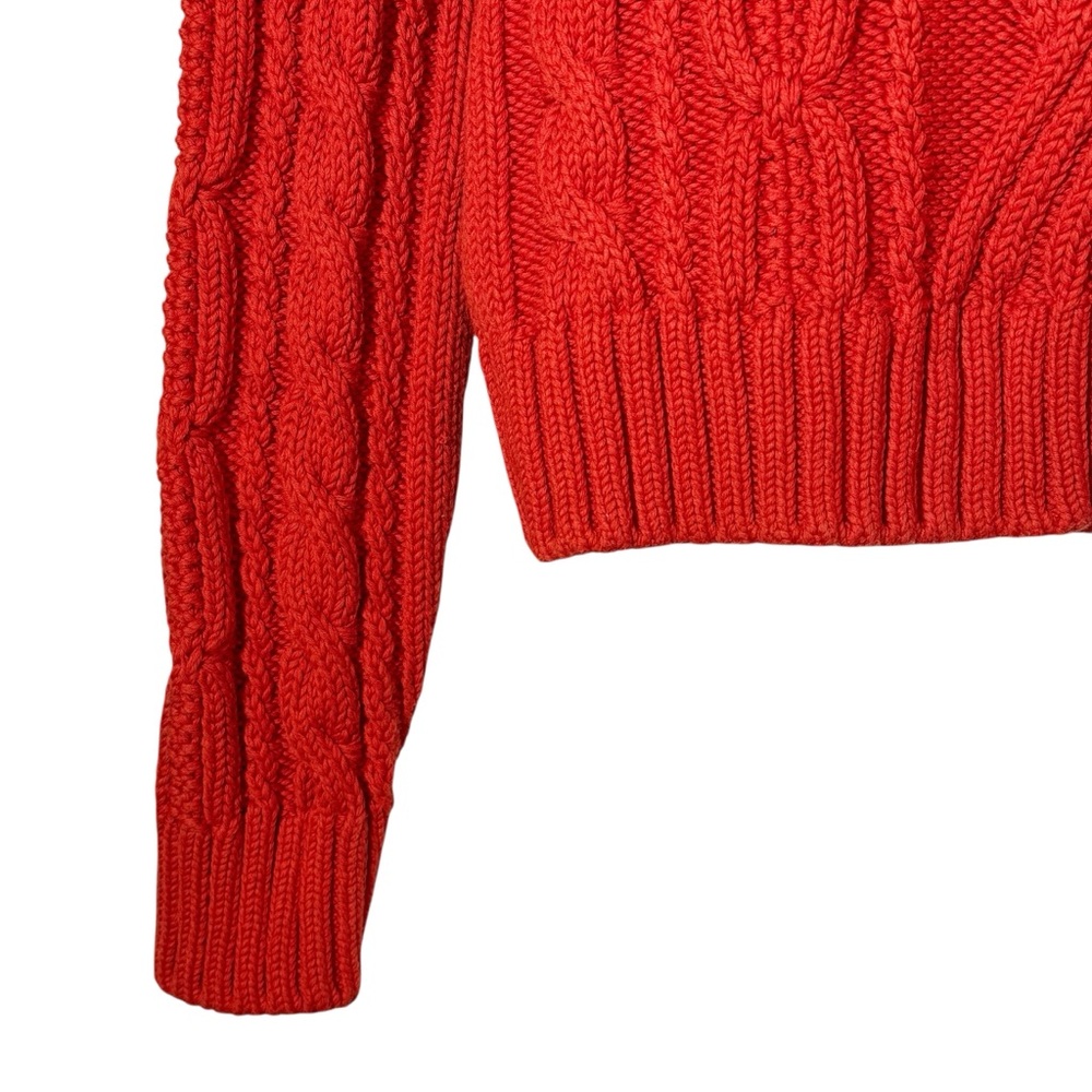 Sezane Red Cable Knit Sweater - Picture 7 of 10